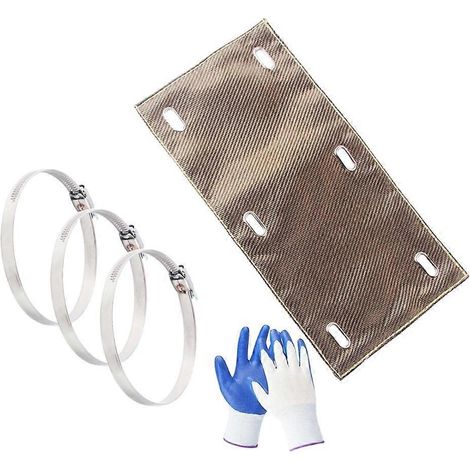 Protection thermique d'échappement en titane 6" x 12" avec colliers de serrage en acier inoxydable, protection thermique jusqu'à 730 °C (1350 °F) et gants inclus. (1/5)
