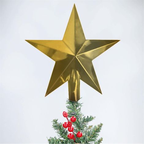 Étoile de Noël "Alasia" pour cime de sapin 200x196mm en plastique doré avec finition pailletée