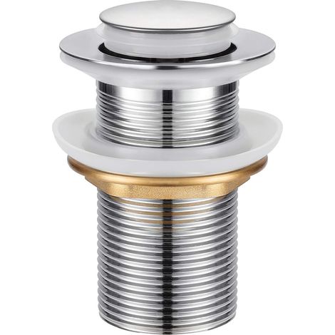 Bonde de Lavabo,Universel Bonde Pop-up sans Trop-plein Bonde de Vidage Automatique avec Bouchon de Vidange sans Tirette à Clapet Push Open en Inox Chromée pour Lavabo Salle de Bain (1/5)