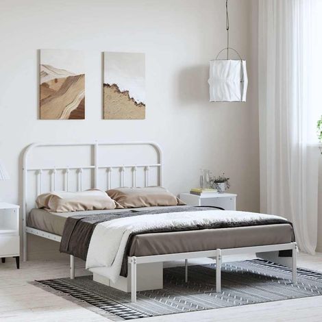 vidaXL Estructura cama sin colchón con cabecero metal blanco 150x200cm (1/5)