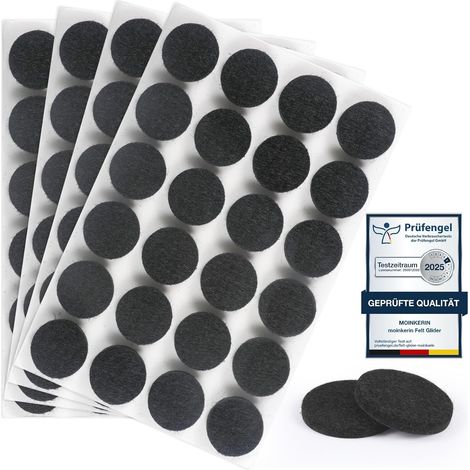 96 Pièces Patins Feutre Autocollant 20mm Patin Chaise Feutre 5mm Tampon Meuble Patins pour Meubles Anti-Rayures & Réduction du Bruit Noir (1/5)