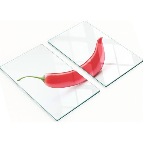 Dekorative Glas-Küchenschneidebretter, Chili-Motiv, 2 x 30 x 52 cm (1/5)