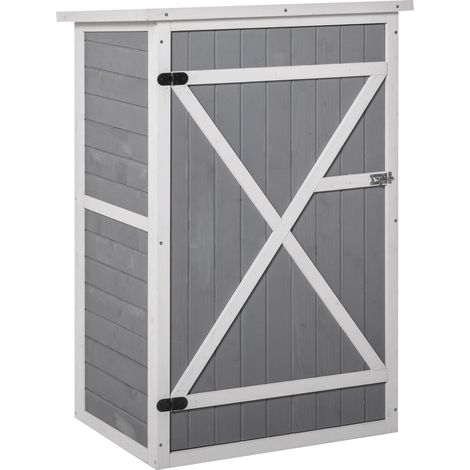Armoire de jardin en bois de sapin 75L x 56l x 115H cm – Toit incliné bitumé – Espace de rangement optimisé avec étagères – Fermeture sécurisée – MH (1/5)