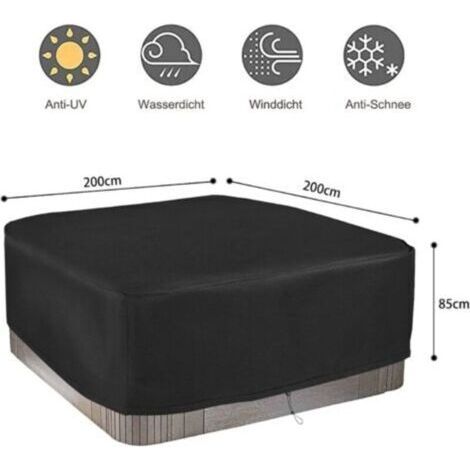 NALOOKAMIC Housse de Protection pour Bain à Remous de Jardin, Imperméable Anti-poussière Anti-UV,pour Extérieur Spa Baignoire (200x200x85cm) (1/3)