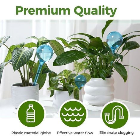 Globe Arrosage Automatique - Système Goutte à Goutte pour Plantes Intérieures et Extérieures - 10 Pièces - Verre et Plastique - Bleu (1/5)