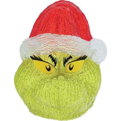 Figurina Testa Luminosa Grinch 20cm Verde Rosso Disney D56