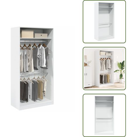 Kleiderschrank Weiß 100x50x200 cm Holzwerkstoff - Kleiderschrank - Kleiderschränke - Schrank - Kleider Organizer (1/5)