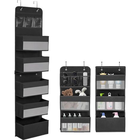 Organizador colgante para puerta, organizador colgante extraíble con 5 bolsillos de varias capas, organizador colgante de tela con 4 ganchos para marcos de puertas, dormitorios y habitaciones infantil (1/5)
