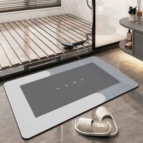 Tapis de sol ultra-absorbant, tapis de salle de bain à séchage rapide, paillasson de cuisine simple, grand tapis de salon lavable en machine (40 x 60 cm), rectangulaire, gris clair (1/5)