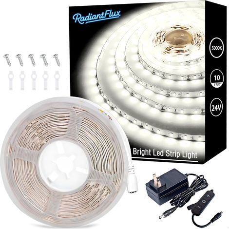 Bande LED 5000K, ruban lumineux dimmable de 3 m (10 pi) couleur lumière du soleil (1/5)