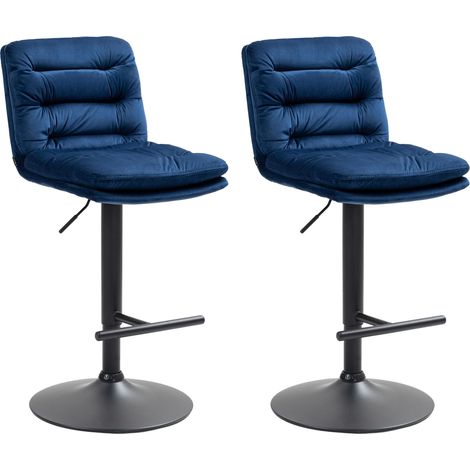 2er Set Barhocker Damar Samt blau schwarz