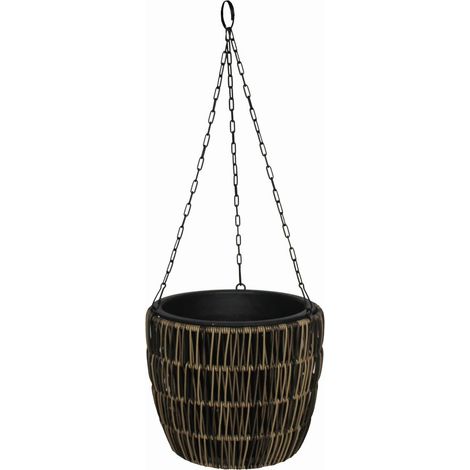 TrendLine Polyrattan Hängeampel Ø 25 x 22 cm mit Einsatz Körbe, Blumentöpfe, -kästen & Untersetzer