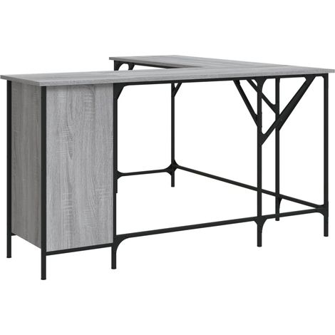 Bureau table poste de travail meuble d'ordinateur informatique étude sonoma 141 x 141 x 75 cm bois d'ingénierie gris