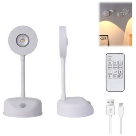 Lampe Murale Sans Fil LED 188x82mm, Applique Rechargeable USB avec Détection Mouvement et Télécommande, 3 Températures de Couleur, Batterie Longue Durée (1/4)