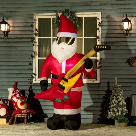 Décoration de Noël gonflable 140x75x215 cm en polyester rouge avec LED, pour jardin – MEUBLIV (1/5)