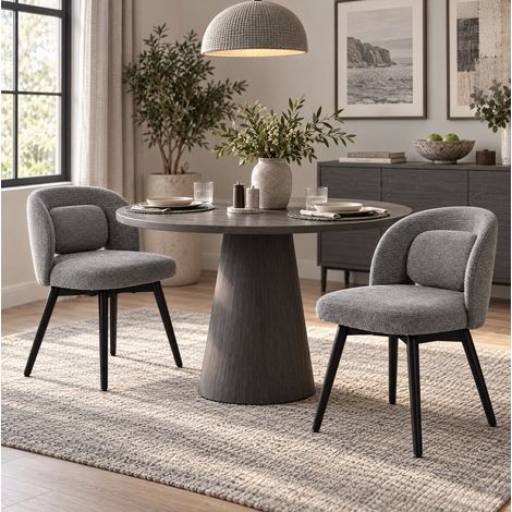 Set de 2 sillas de comedor 46x46x77,5 cm de madera gris, giratorias 360° para comedor FloraGrace (1/5)