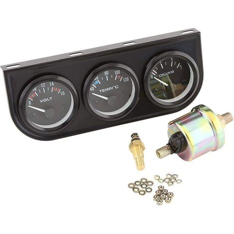 Medidor triple de 52 mm, voltímetro 3 en 1, medidor de temperatura del agua y presión de aceite con sensor para coche y camión. (1/4)