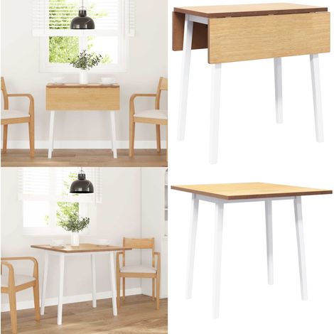 vidaXL Table à manger blanc bois massif et caoutchouc (1/5)
