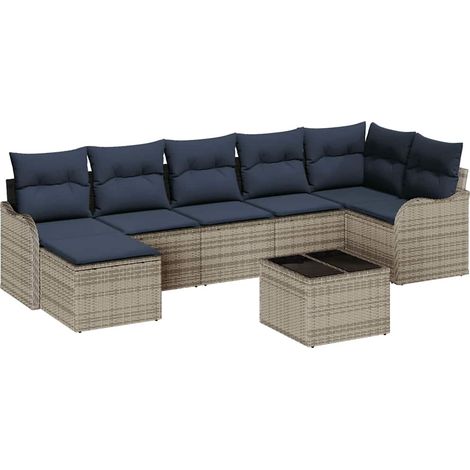 Garden Sofa Set with Cushion 8 pcs Grey Poly rattan vidaXL (1/5)