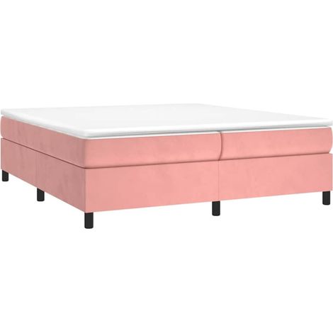 Maison Exclusive - Giroletto a Molle con Materasso Rosa 200x200 cm in Velluto (1/5)