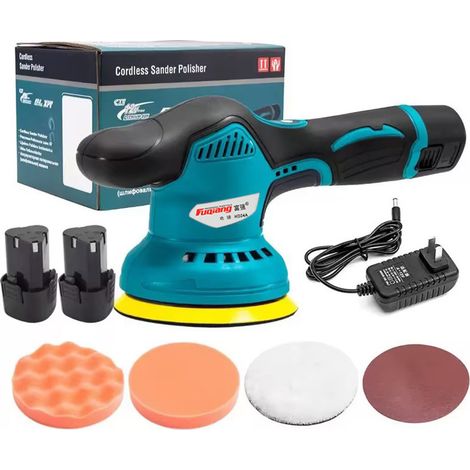 Polisseuse à Cire Sans Fil Lithium avec 2 Batteries et Chargeur - Machine de Polissage Électrique pour Réparation des Rayures, Sol en Marbre et Parquet