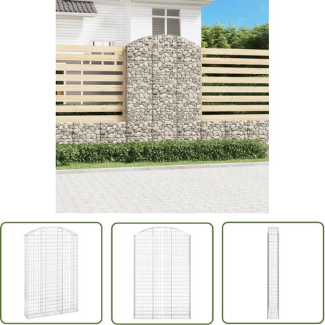 The Living Store Gabione mit Hochbogen 150x30x220/240 cm Verzinktes Eisen - Gabionenkorb - Gabionenwand - Gartendekoration - Gartenzubehör - Zaun (1/5)