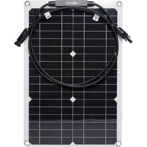 Ortviai Panneau Solaire Flexible 20 W 18 V Monocristallin pour Camping-car, Bateau et Batterie 12 V – Noir (1/5)