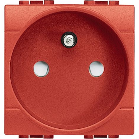 Prise de courant 2P+T Livinglight à bornes à vis rouge 2 modules BTICINO L4142AR