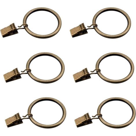 Set mit 30 bronzefarbenen Gardinenringen mit Clips/Hochwertige, dekorative Metall-Gardinenclips mit Ösen für Gardinen, Badezimmergardinen, passend für 1 1/4 Zoll Stangen (1/5)