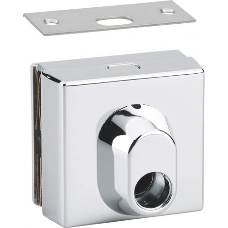 THIRARD - Boitier de verrou cavalier en applique à double entrée pour porte en verre, réversible, 77x72mm, chromé - THIRARD (1/2)