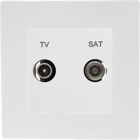 Prise TV-SAT griffes connexion vis blanc + plaque 1 poste S rie 24 Harmonie SIMON (1/3)