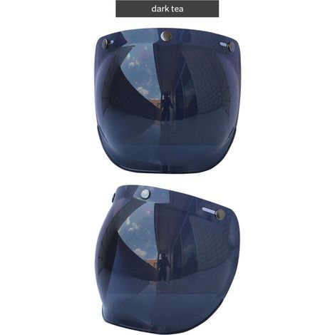 Visière à bulles pour casque moto – Lentille pare-brise transparente avec support rabattable, compatible casques ouverts 3 boutons (1/2)