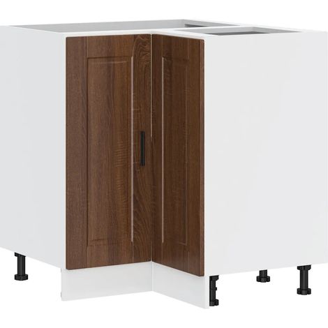 Armoire d'angle de cuisine Porto 75,5 x 75,5 x 81,5 cm rangement pratique pieds réglables moderne en bois d'ingénierie marron (1/5)