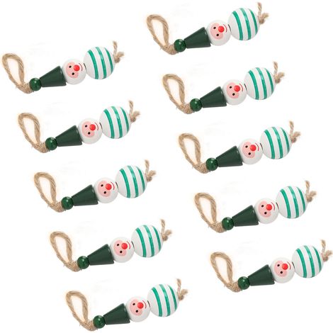 Lot de 10 pendentifs bonhomme de neige colorés pour sapin de Noël, boule verte (1/5)