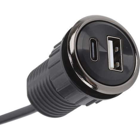 Système de gestion des câbles de bureau, petite multiprise encastrée et dissimulée avec 2 ports de chargement USB pour table de conférence de bureau. (1/5)