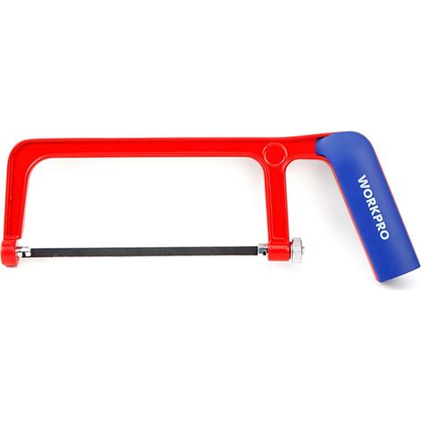 Bogensäge „Junior“ mit 15cm Sägeverlängerung mit ergonomischem Griff aus Stahl und rotem und blauem Gummi