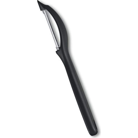 Éplucheur - Double Tranchant - Bord Denté - Poignée Ergonomique - Pour Fruits Et Légumes - 175 mm - Noir (1/4)