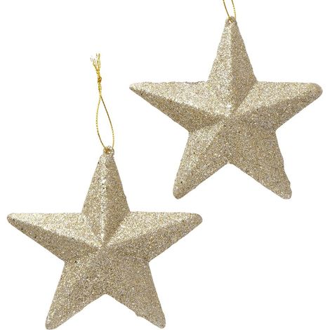 Anhänger 2 Sterne gold Glitter L: 12,7 cm B: 4 cm H: 13 cm