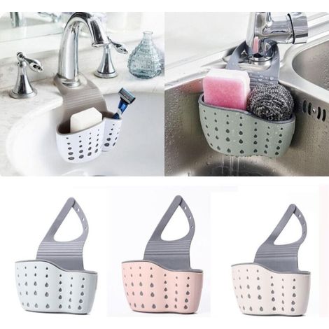 3Un porte-éponge suspendu pour évier de cuisine (rose)+vert+Beige)