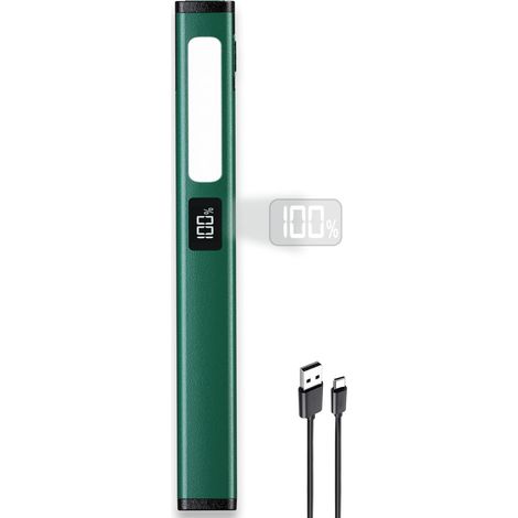 Stiftförmige Taschenlampe mit Clip, wiederaufladbar, geeignet für Camping/Laufen, grün. (1/5)