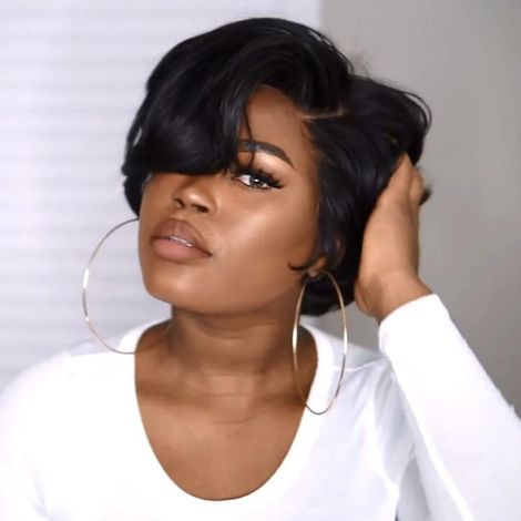 Perruque Cheveux Humains Pixie Cut Bouclée Courte Femme Bob Lisse Naturel (1/5)