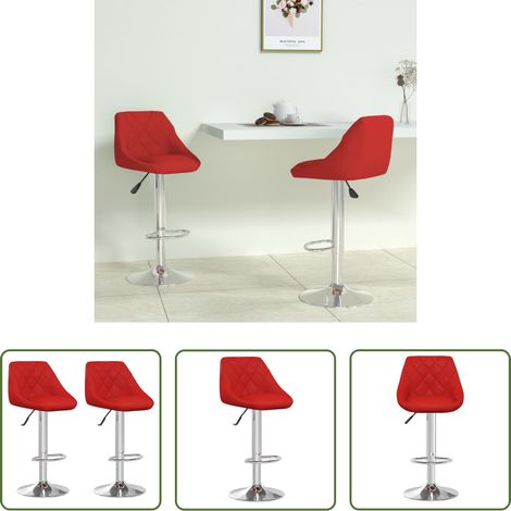 Chaise de bar - Tabourets de bar lot de 2 rouge bordeaux similicuir (1/5)