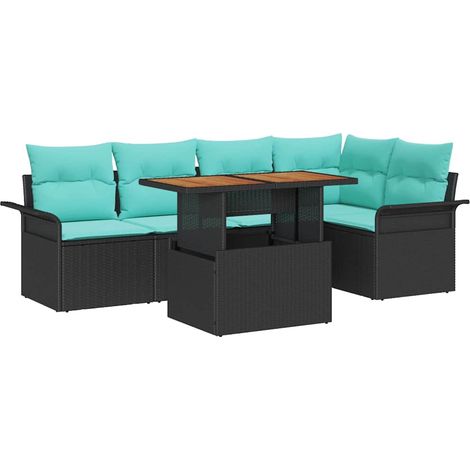 Garden Sofa Set with Storage 6 pcs Black Poly rattan vidaXL