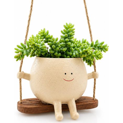 Pot de Fleurs Suspendu Avec Visage Souriant et Balançoire Jardinière À Suspendre Intérieur Pot Fleurs Résine Cache Pot Intér (1/4)