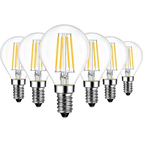 Ampoules à Filament LED E14, 6W Equivalente à Ampoule halogène , 1055Lm 2700K Blanc Chaud, Ampoule rétro vintage, Non-dimmable, Paquet de 6 (1/5)