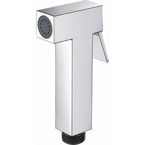 Schläfer 8118 Doccino per Bidet Quadrata Universale Cromo Square, Doccino Wc a Mano, Shut off in Abs, Doccetta Spry per Barca, Camper, Campeggio, Spa, Doccetta Igienica a pulsante per Idroscopino, (1/5)