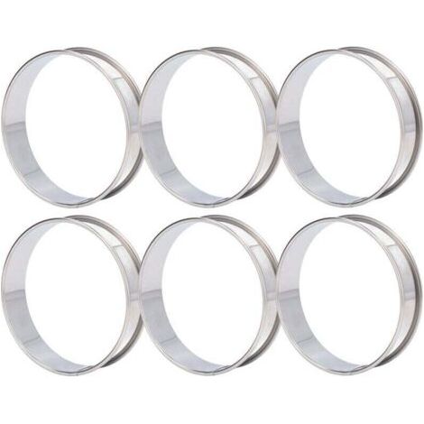 Set mit 6 doppelten Crumpet-Ringen aus Edelstahl mit leicht zu lösenden Enden für English Muffins, zum Backen zu Hause, 10 cm/3,9 Zoll