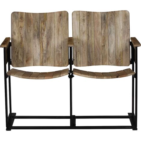 Maison Exclusive - 2-Sitzer-Bank Massivholz Mango und Stahl (1/5)