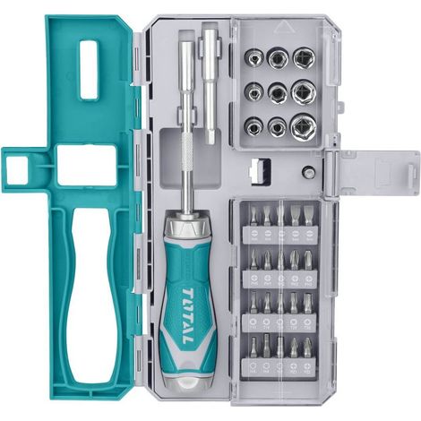 TOTAL - Cacciavite a cricchetto - 29 punte incluse