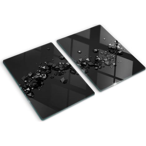 Planche de cuisine, couvre plaque, verre planche découper, verre trempé – 2 x 40 x 52 cm - 3D (1/5)